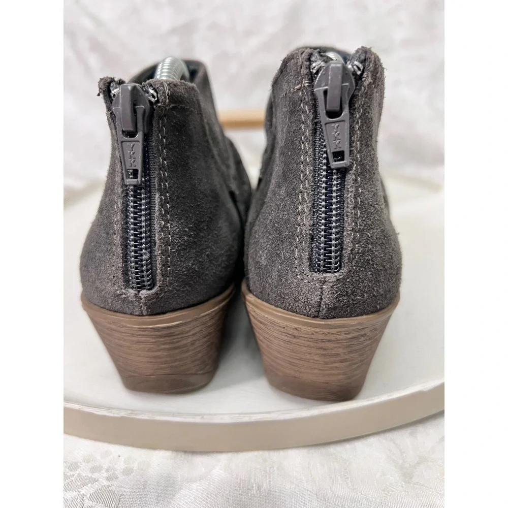 Earth Origins Oakland Grey Suede Perforated Ankle Boots WLE9 2019F Womens 6M